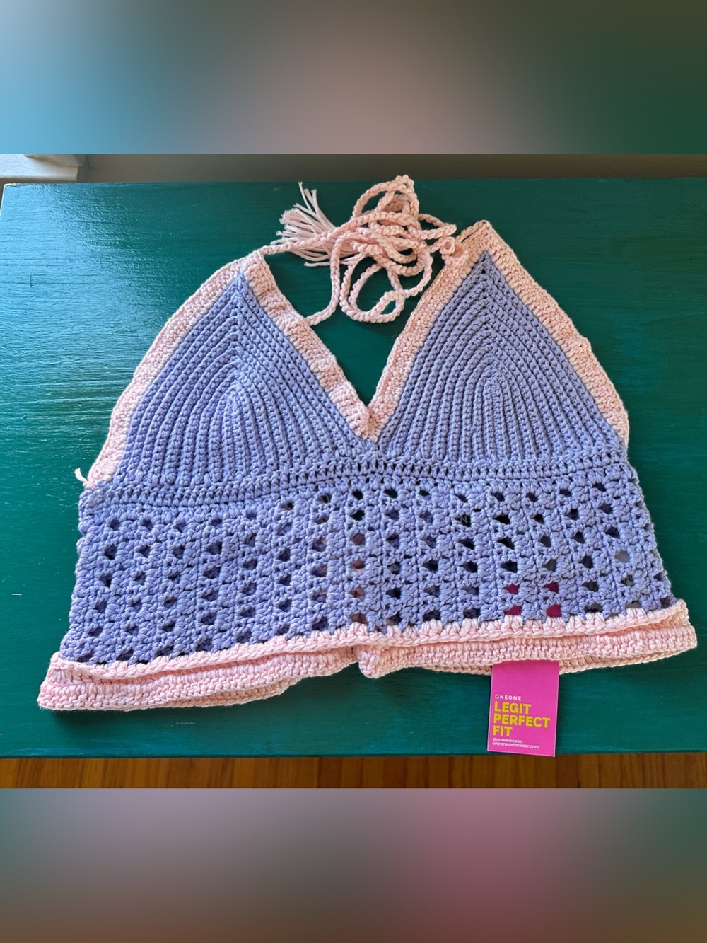 NWT OneOne Crochet Halter Swim Top